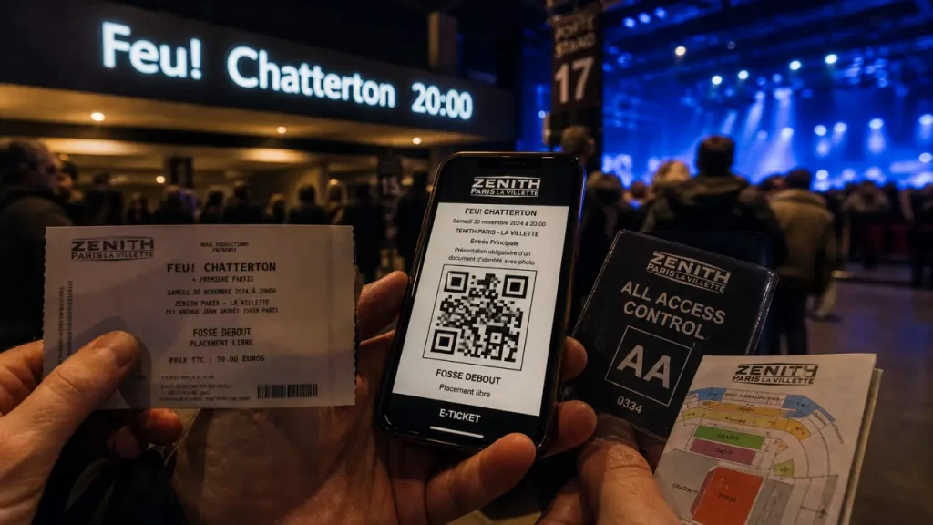 Billets feu chatertone concert nantes au Zénith : QR code sur smartphone