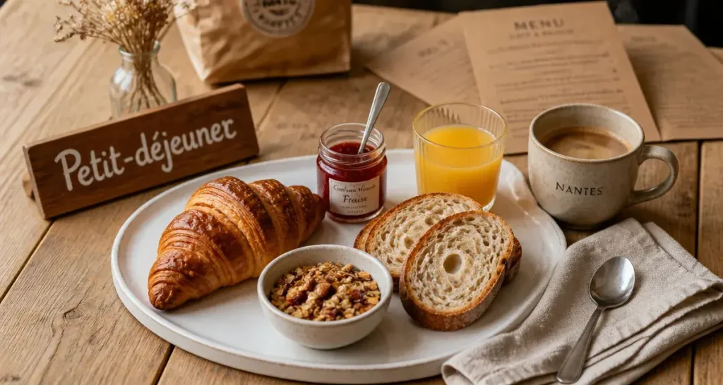 Nantes petit dejeuner : table petit déjeuner au centre, dimanche ou livraison